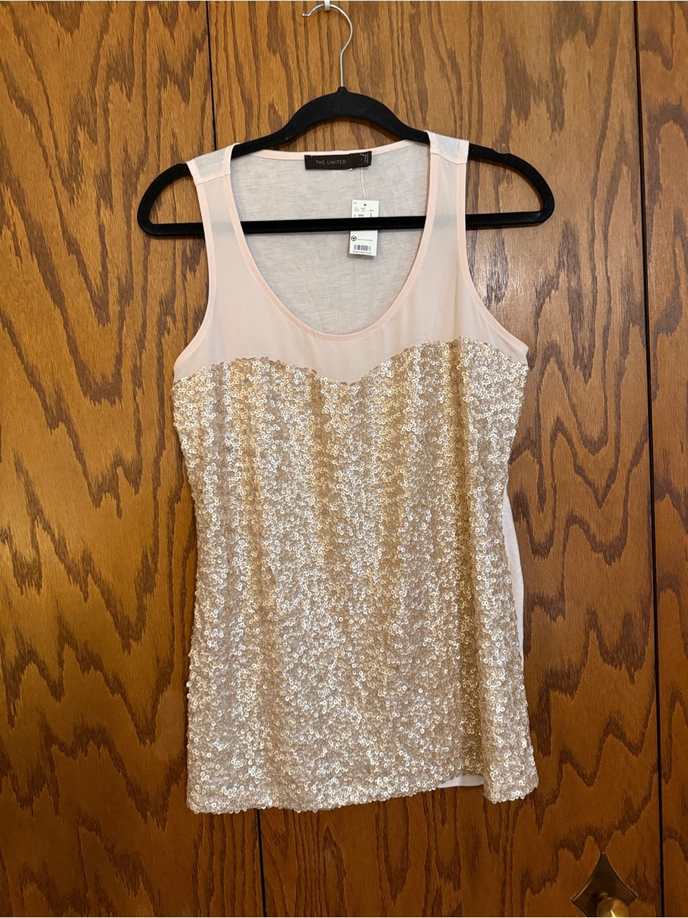 The Limited NWT Champagne Sequin Tank Top Large Sleeveless Party Holiday
